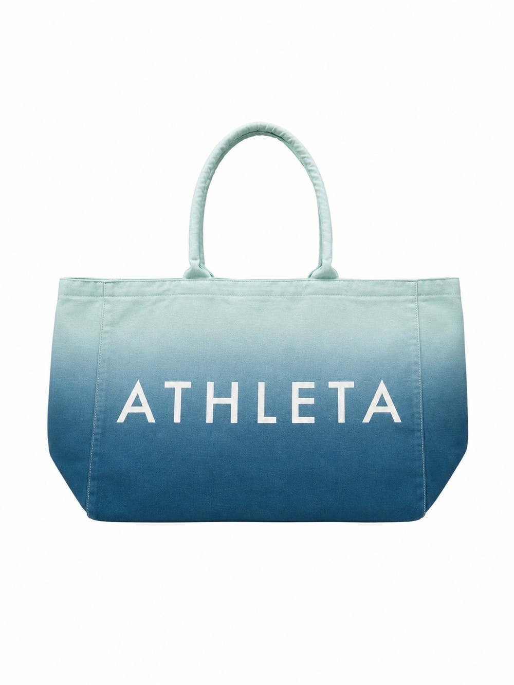 Athleta Blue White Ombre Canvas Tote Bag Athleisure Carryall Ombré